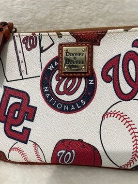 Dooney & Bourke White & tan Washington Nationals Print Wristlet